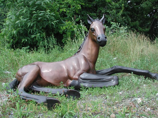 Foal Layind Down bronze statue-1